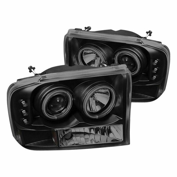 Whole-In-One Version 2 Halo LED Projector for 1999-2004 Ford F250 Super Duty - Black Smoke WH3879982